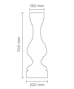 Prikaz tehničkog crteža balustera BO 02